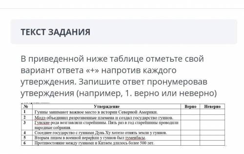 В приведённой ниже таблице отметьте свой вариант ответа плюс напротив каждого утверждения. Запишите 