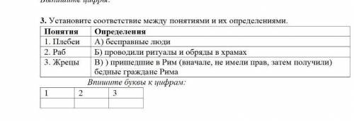 3. Установите соответствие между понятиями и их определениями. Понятия Определення А) бесправные люд