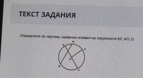 Определите по чертежу название элементов окружности KE, AOOХ​