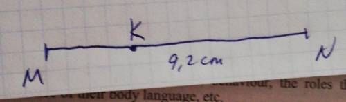 На відрізкут MN завдовжки 9,2см лежить точка К. Знайдіть МК, якщо К !​