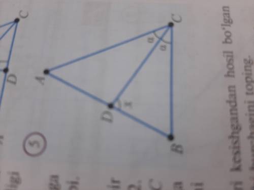 Agar 4-rasmda AB=AC, AD=DC bõlsa, x ni toping