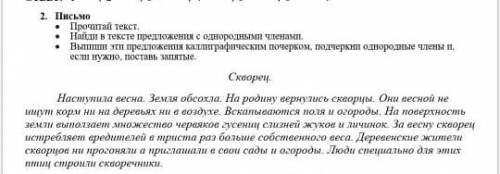 письмо прочитай текст найди в тексте предложения с однокоренными членами выпишите предложения в поли