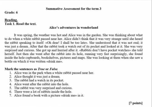 1. Alice was in the park when a white rabbit passed near her. 2. Alice thought it was just a dream.3