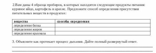 1)Вам даны четыре образца пробирок в которых находятся следующие продукты питания: куриное яйцо карт