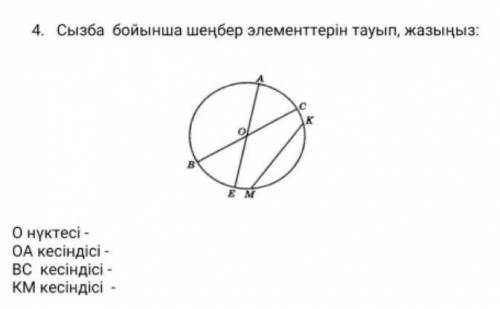 Сызба бойынша шеңбер элементтерін тауып жазыныз​