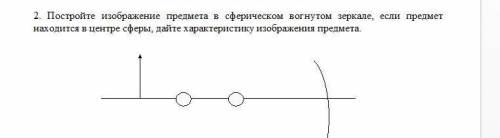 . Постройте изображение предмета в сферическом вогнутом зеркале, если предмет находится в центре сфе