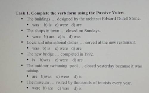 Complete the verb form using the Passive Voice: ⦁ The buildings … designed by the architect Edward D