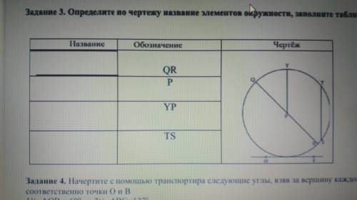 Определ те по чертежу названия элементов окуржности, заполните таблицу У МЕНЯ СОР