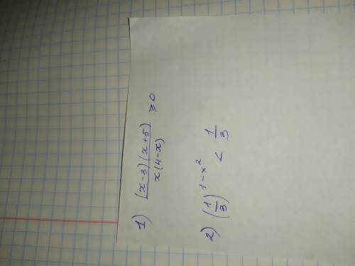 Решить неравенства: 1) (x-3)(x+5)/x(4-x) ≥ 0 2) (1/3)^1-x^2 < 1/3