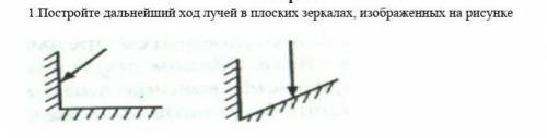 Постройте дальнейший ход лучей в плоских зеркалах, изображенных на рисунке плз​