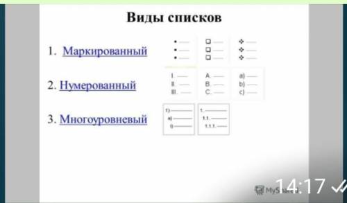 по информатике. надо пример на каждый вид списка​