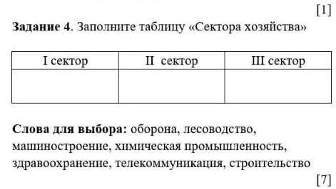 Заполните таблицу сектор хозяйства​