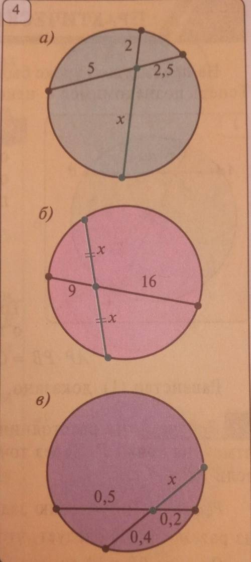 По данным на рис.4 найдите неизвестный отрезок х ​