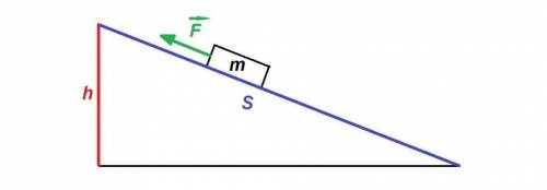 Тело массой m = 200 г понимают по наклонной плоскости вверх с динамометра. Сила тяги F равна 2 Н. Дл