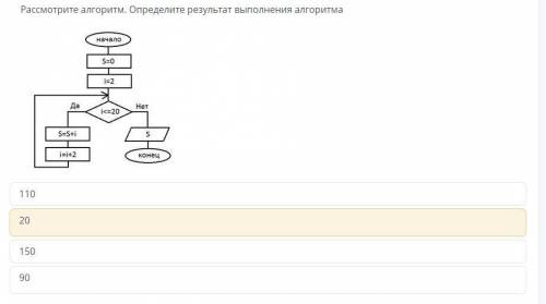 рассмотрите алгоритм. определите результат выполнения алгоритма