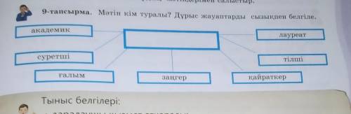 Задача 9. О ком написано? Подчеркните правильные ответы. Предмет: Казахский язык. Класс: 6.