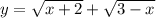 y = \sqrt{x + 2} + \sqrt{3 - x}