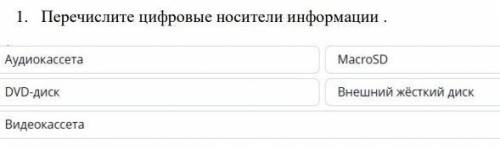Перечислите цыфровые то носители информации ​