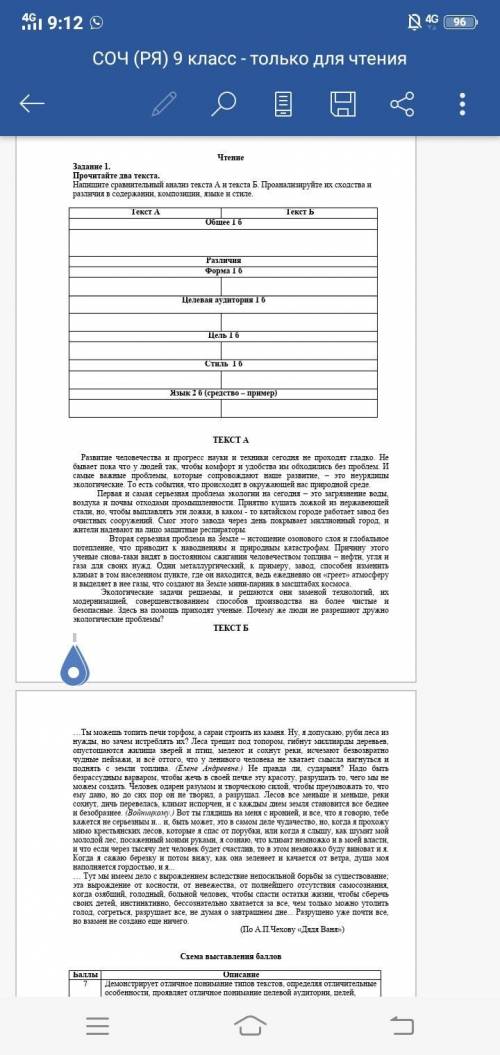 Напишите сравнительный анализ текста А и текста Б. Проанализируйте их сходства и различия в содержан