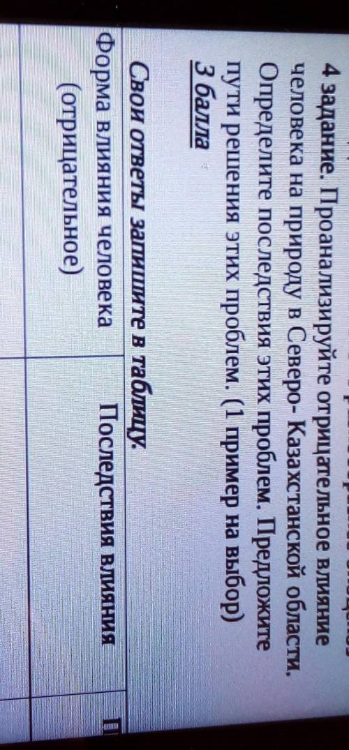 Проанализируйте отрицательное влияние человека на природу в Северо -Казахстанской области . Определи