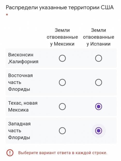 Распредели указанные территории США​