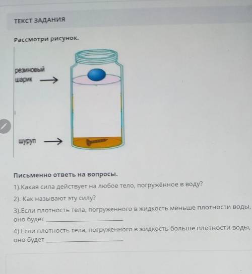 Письменно ответы на вопросы. 1). Какая сила действует на любое тело, погружённое в воду?2). Как назы