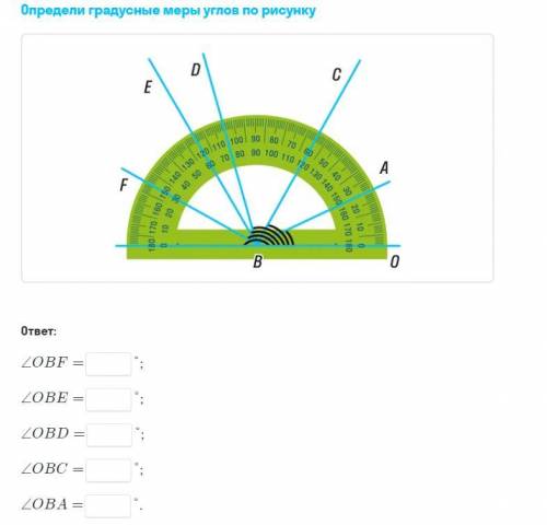 определи градусные меры углов по рисунку: