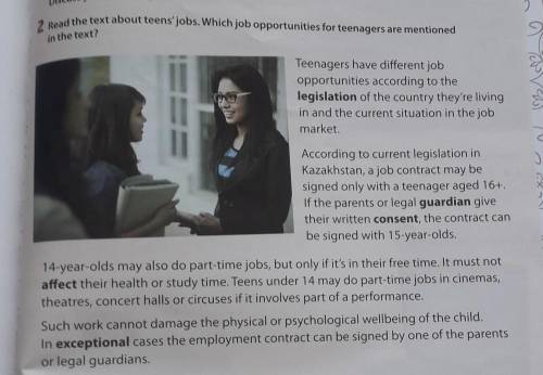 2 Read the text about teen's jobs. which job opportunities for teenagers are mentioned in the test​