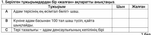 Берілген тұжырымдардан бір «жалған» ақпаратты анықтаңыз​