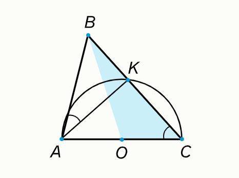 В треугольнике ABC известны стороны AC=14 и AB=6. Окружность с центром O, построенная на стороне AC