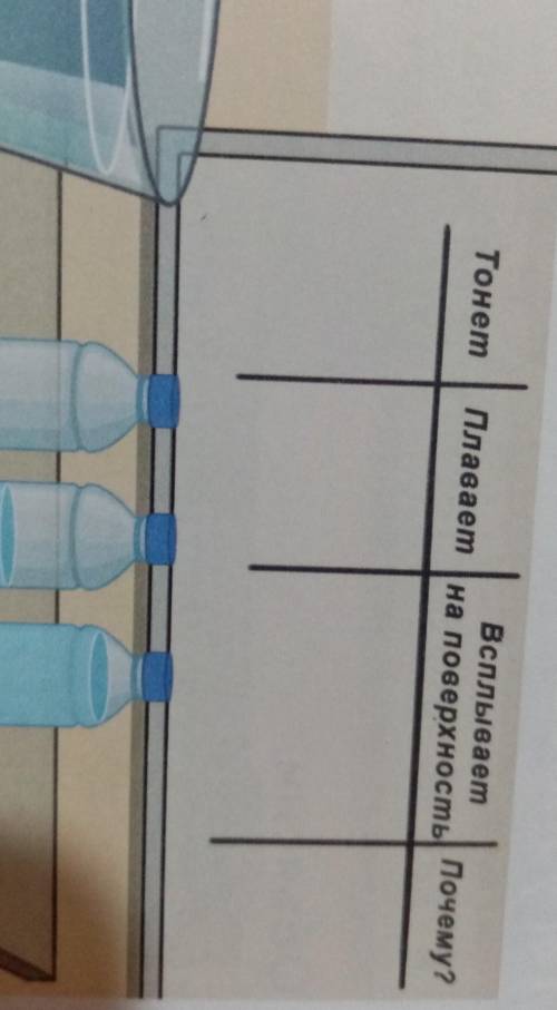 ТонетПлаваетВсплываетна поверхность Почему? заполни таблицу​