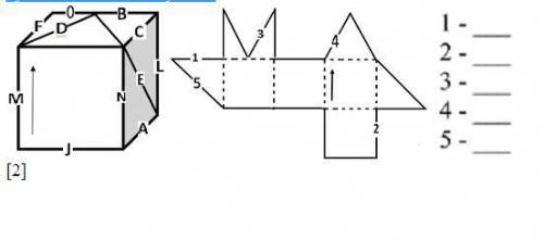 , Задание 2 Даны куб и его развертка. Соотнесите пронумерованные стороны развертки со стороной куба