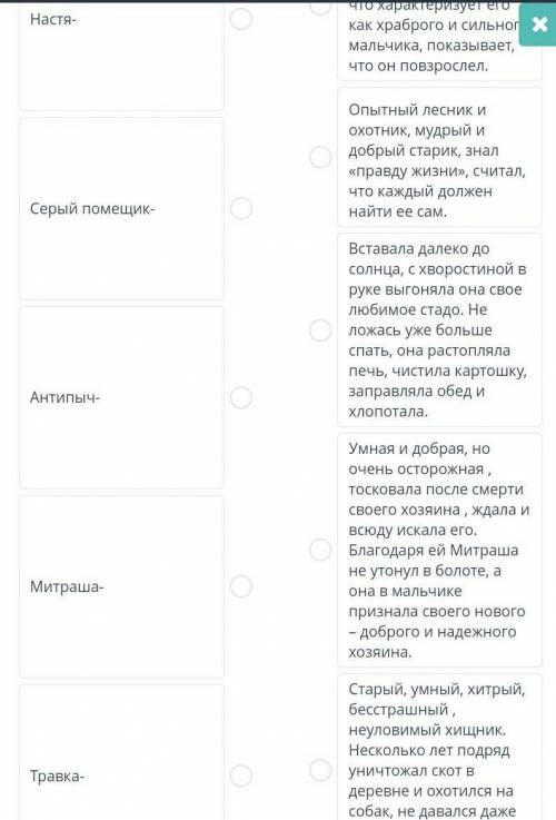 7.Соотнесите героев скажки и их характеристику​