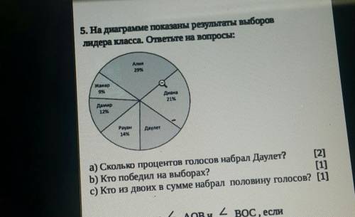 5. На диаграмме показаны результаты выборон лидера класса. ответите на вопросы:ракпро.​