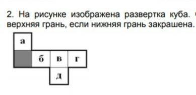 На рисунке изображена развертка куба. Определите, какойкоц буквой обозначена верхняя грань если нижн