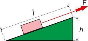Для более лёгкого перемещения груза Денис использует наклонную плоскость, высота которой h=0,2м, а д