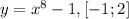 y=x^{8}-1, [-1;2]