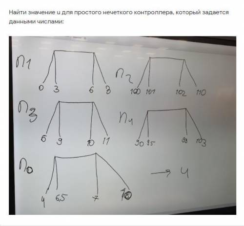 Найти значение u для простого нечеткого контроллера, который задается данными числами: