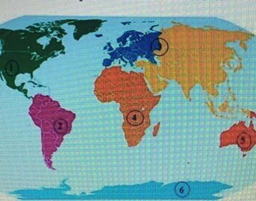 расматри карту мира. На ней все материк и отмечены числами1-6 запиши название каждого материк ​