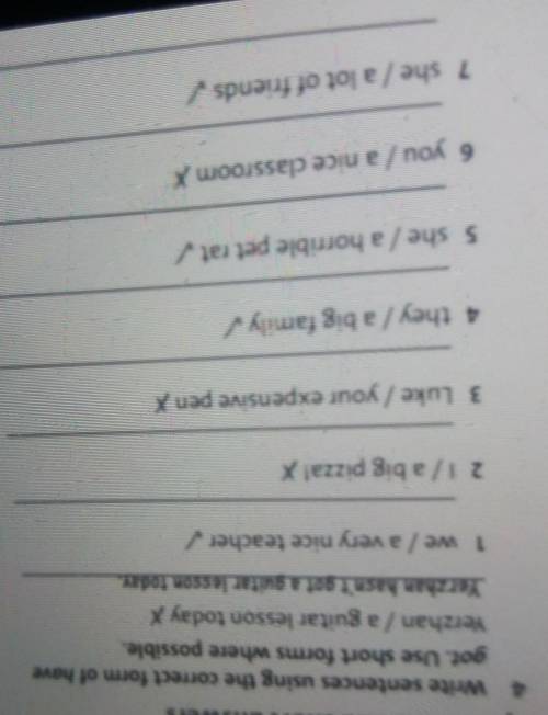 Have got: affirmative, negative, questions and short answers4 Write sentences using the correct form