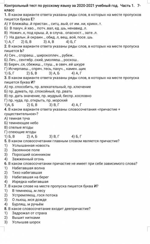 Контрольная работа по русскому ​