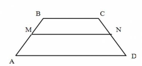 На рисунке изображена равнобедренная трапеция ABCD, в которую можно вписать окружность. MN - средняя