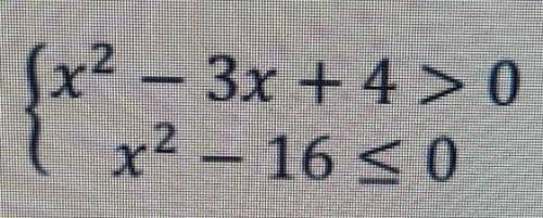 Решите систему неравенств:{х² -3х+4>0х²-8х-16≤0​