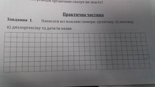 Написать вcе возможные изомеры: а) гептана; б) пентена; в) дихлоргексину и дать им названия