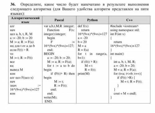 Определите, какое число будет напечатано в результате выполнения следующего алгоритма (для Вашего уд