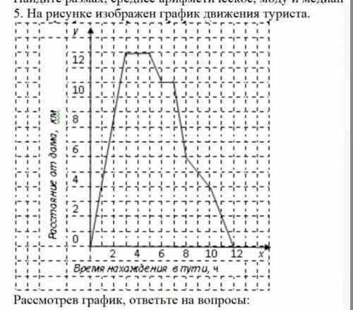 надо вопросы: a)на каком расстоянии от дома был турист через 6 часов после выхода из дамаb) сколько