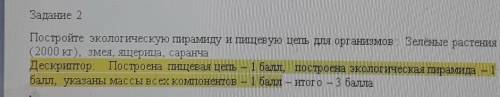 .Постройте экологическую пирамиду и пищевую цепь для организмов : Зелёные растения (2000 кг), змея,