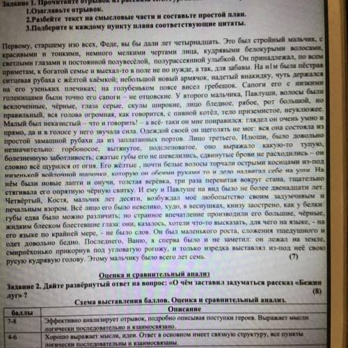 Задание 1. Прочитайте отрывок из рассказа И.С.Тургенева «Бекин луг». 1.Обаглавьте отрывок. 2.Разбейт