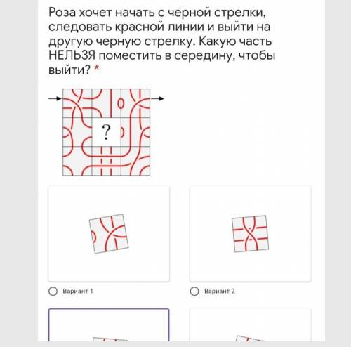 Роза хочет начать с черной стрелки, следовать красной линии и выйти на другую черную стрелку. Какую