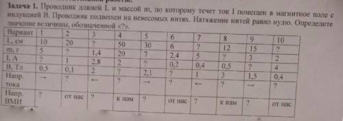 Проводник длиной L и массой т, по которому течет ток I помещен в магнитное поле с индукцией В. Прово